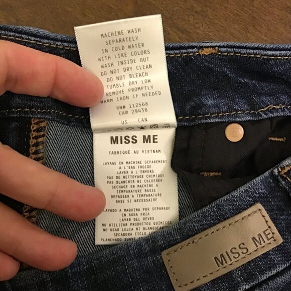 Miss Me 29 (7/8) High Rise Flare Women’s Jeans Frayed Fringe Hems Stretch - Picture 13 of 14